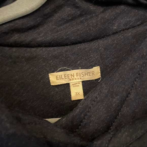 Eileen Fisher 3X quilted vest navy blue sleeveless plus size pockets angle zip - Picture 3 of 6